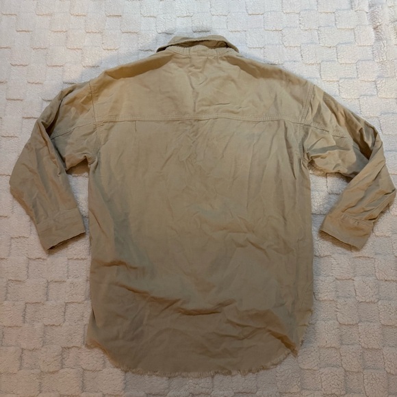 Aerie Offline Tan 1/2 Zip Corduroy Oversized Utility Shacket, Women’s Small - Picture 2 of 4